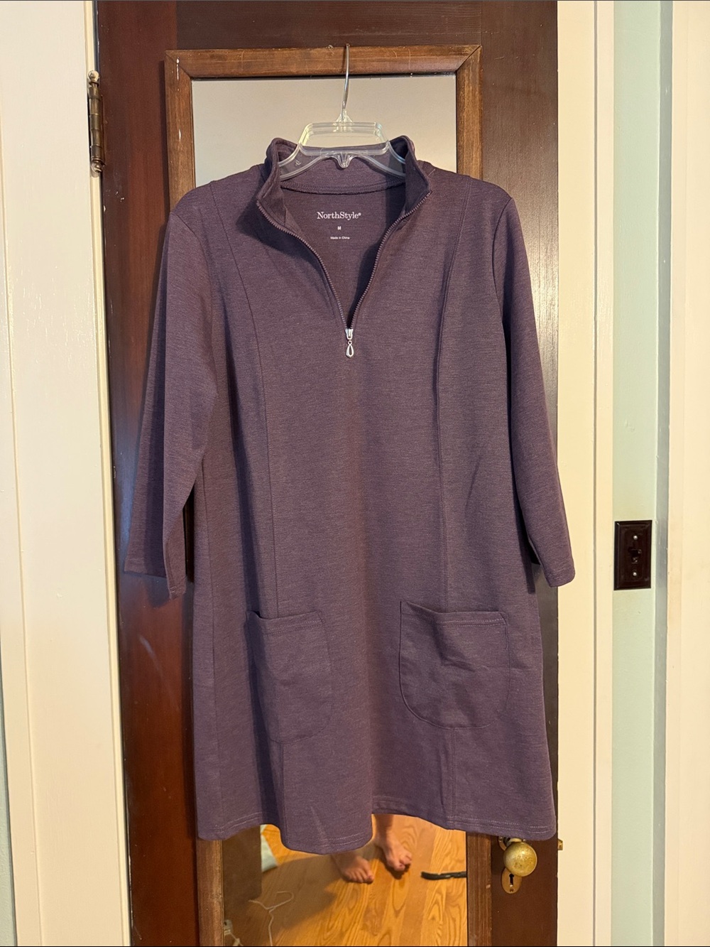 NorthStyle Plum Quarter-Zip Midi Dress with Front Pockets- new without tags